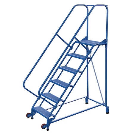 Vestil 90 H Steel Tip N Roll Ladder, Perf, 6 Step, 50 deg., 6 Steps LAD-TRN-50-6-P